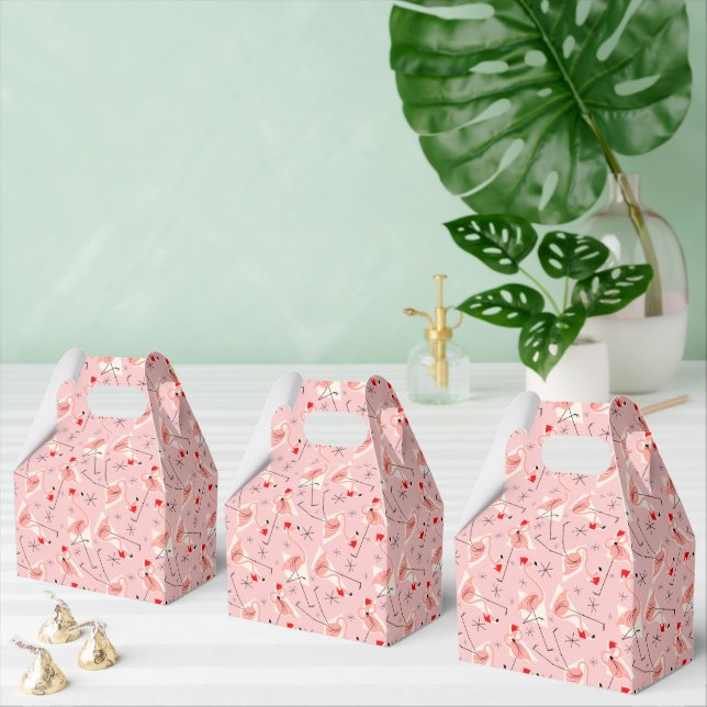 Flamingo Santas Pink Multi gable Favor Box (Multiple)