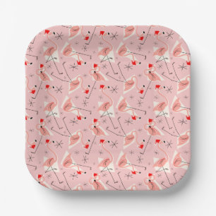 Flamingo Santas Pink Multi paper plate