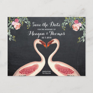 Flamingo Save the Date postcard chalkboard style