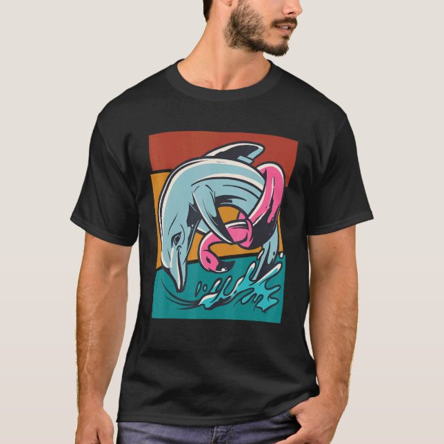 Flamingo Sea Animal Dolphin T-Shirt (Front)
