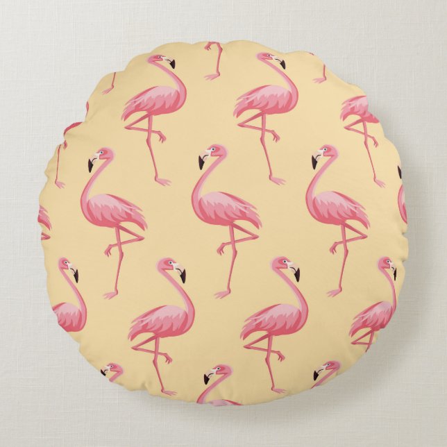 Flamingo seamless pattern background. Pink flaming Round Pillow (Front)