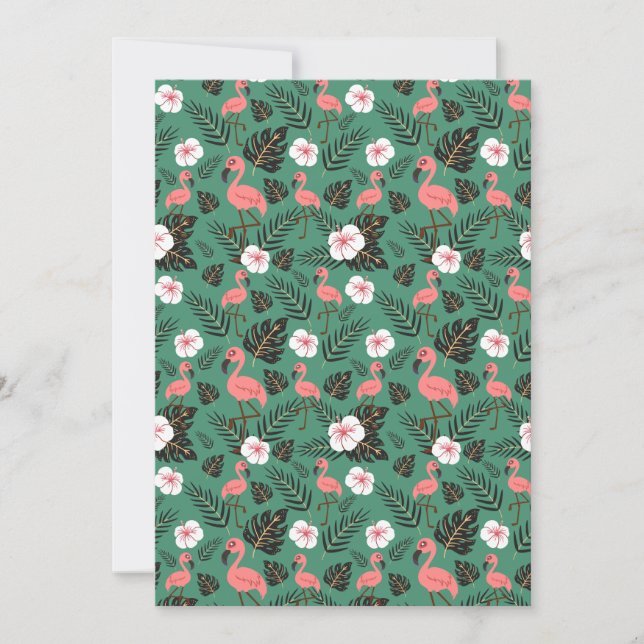 Flamingo seamless pattern pink on green background card (Front)