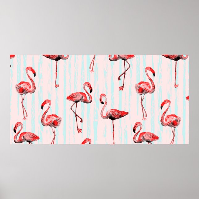 Flamingo seamless pattern poster (Front)