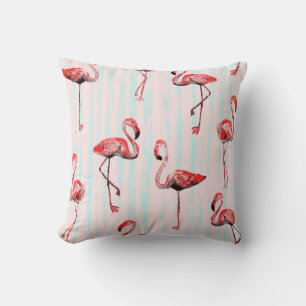 Flamingo seamless pattern throw pillow