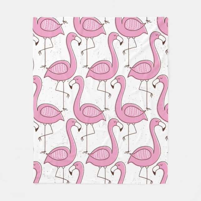 Flamingo seamless pattern, vintage exotic design  fleece blanket (Front)