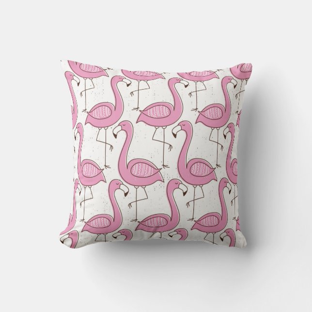 Flamingo seamless pattern, vintage exotic design  throw pillow (Front)