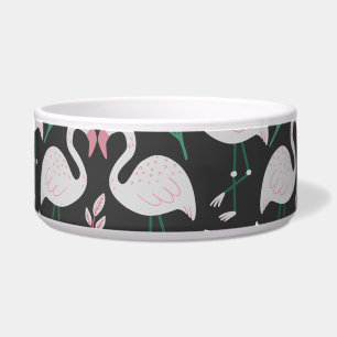 Flamingo seamless pattern white on dark background