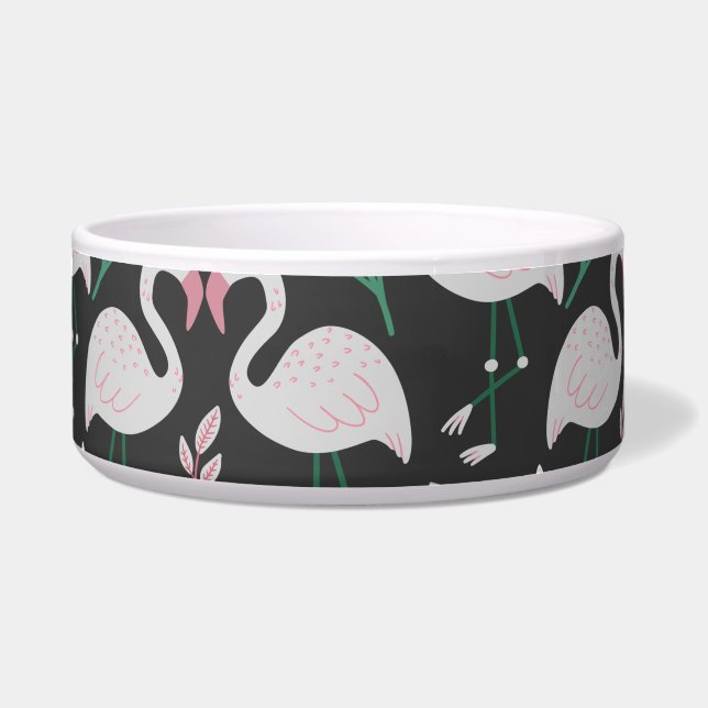 Flamingo seamless pattern white on dark background (Front)
