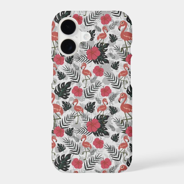 Flamingo seamless pattern with floral background (Back)