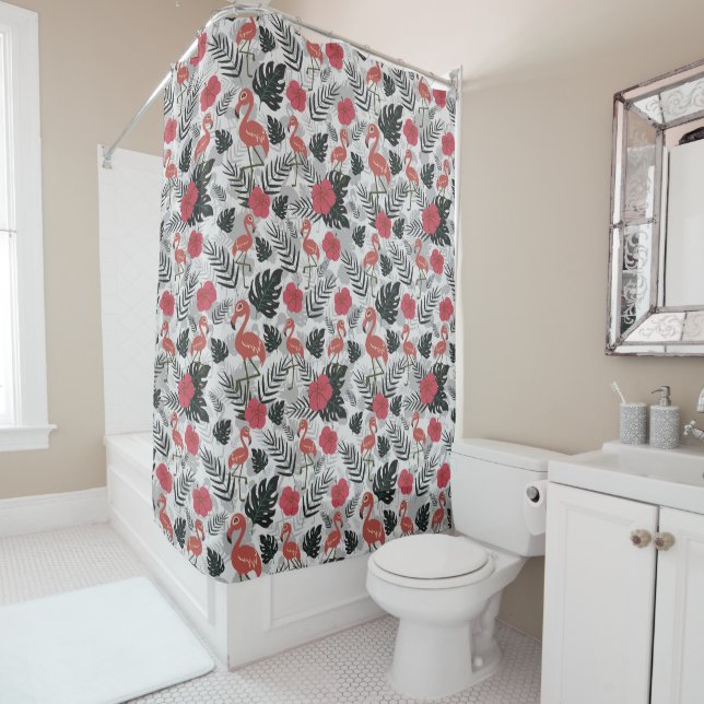 Flamingo seamless pattern with floral background (In Situ)