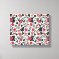 Flamingo seamless pattern with floral background