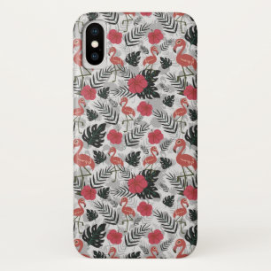 Flamingo seamless pattern with floral background Case-Mate iPhone case