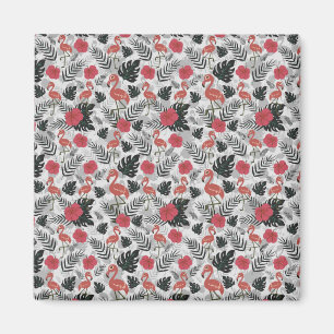 Flamingo seamless pattern with floral background magnet