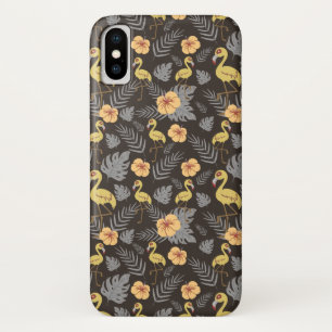 Flamingo seamless pattern with flowers and leaves Case-Mate iPhone case