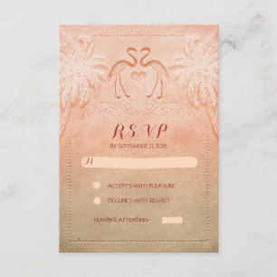 flamingo seaside wedding RSVP cards