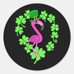 Flamingo Shamrock St Patricks Day Animal  Classic Round Sticker
