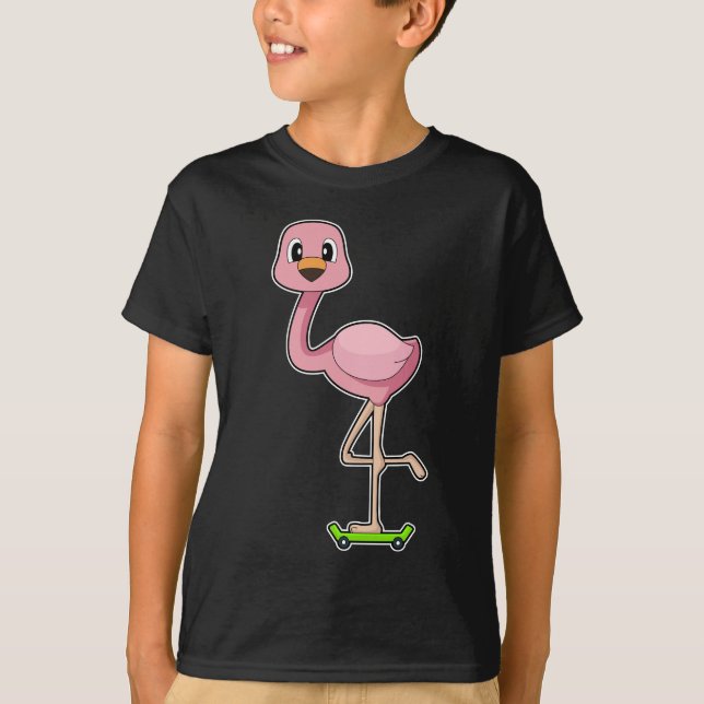Flamingo Skater Skateboard T-Shirt (Front)