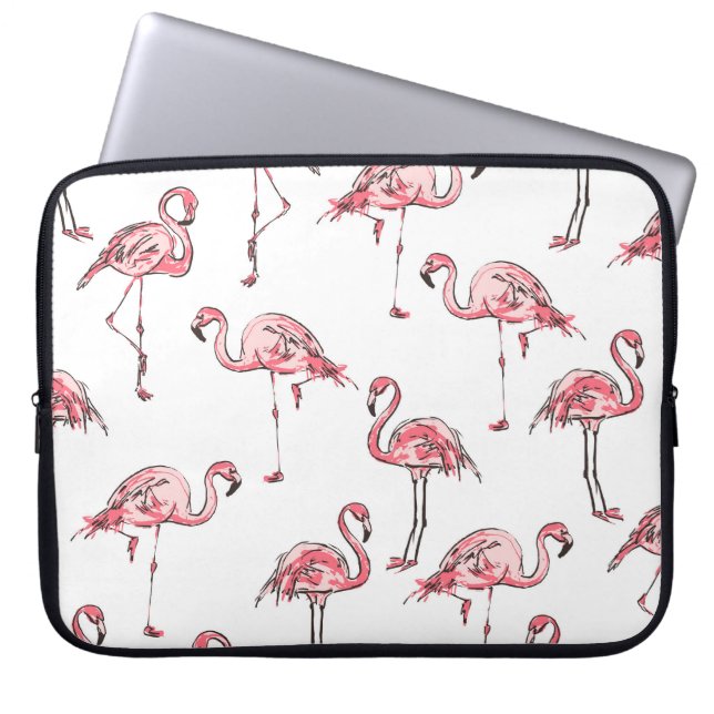 Flamingo Sketch: Tropical Vintage Pattern. Laptop Sleeve (Front)