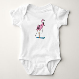 Flamingo Skier Ski Baby Bodysuit