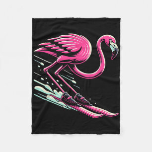 Flamingo Skiing Ski Lover Skier For Men Women Kids Fleece Blanket