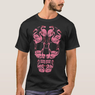 Flamingo Skull Breast Cancer Awareness Halloween W T-Shirt