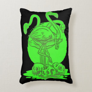 Flamingo Skull Halloween Gift For Flamingo Lover Accent Pillow