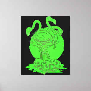 Flamingo Skull Halloween   Gift For Flamingo Lover Canvas Print