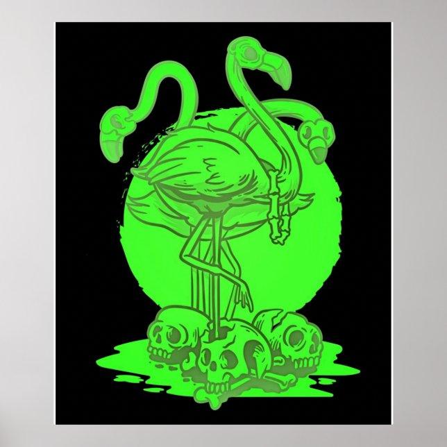 Flamingo Skull Halloween | Gift For Flamingo Lover Poster (Front)