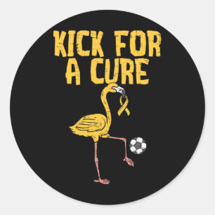 Flamingo Soccer Kick For A Cure Childhood Cancer A Classic Round Sticker