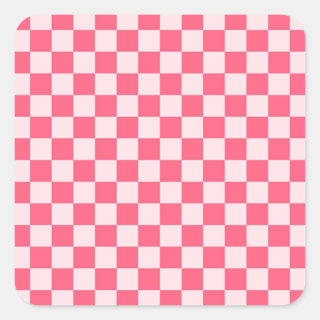 Flamingo sorbet checkerboard pattern square sticker (Front)