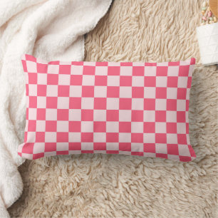 Flamingo sorbet chequerboard pattern lumbar pillow