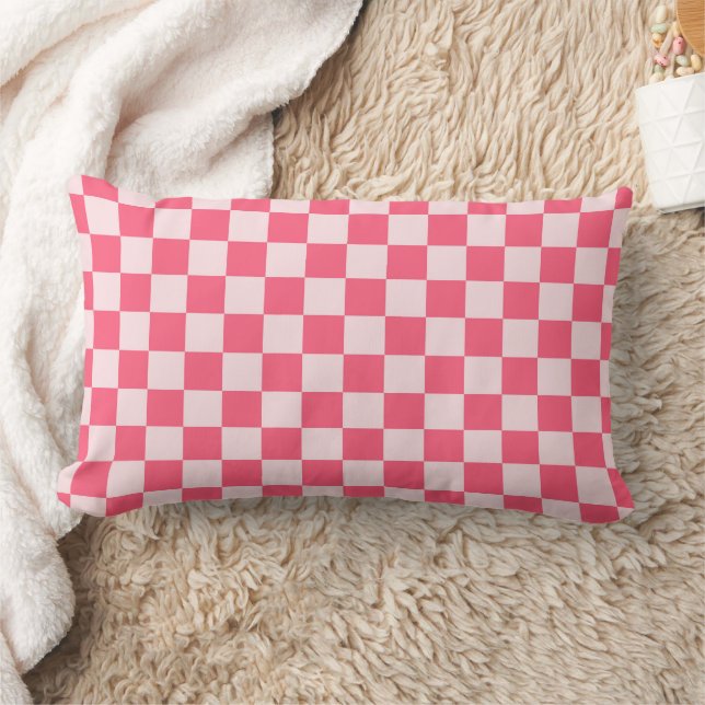 Flamingo sorbet chequerboard pattern lumbar pillow (Blanket)