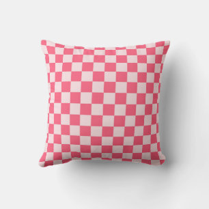 Flamingo sorbet chequerboard pattern throw pillow