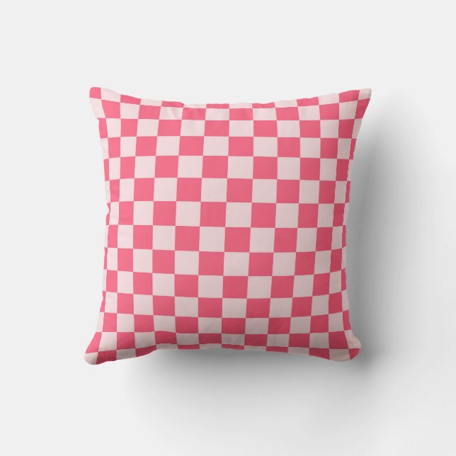 Flamingo sorbet chequerboard pattern throw pillow (Back)