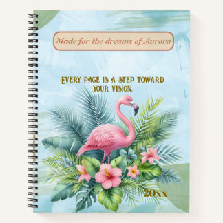 Flamingo Spiral Notebook with Custom Quote and Per