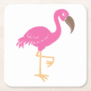 Flamingo Square Paper Coaster