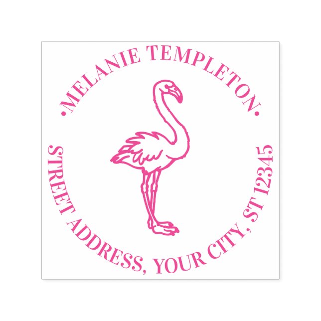 Flamingo Standing Name Return Address Self-inking Stamp (Design)