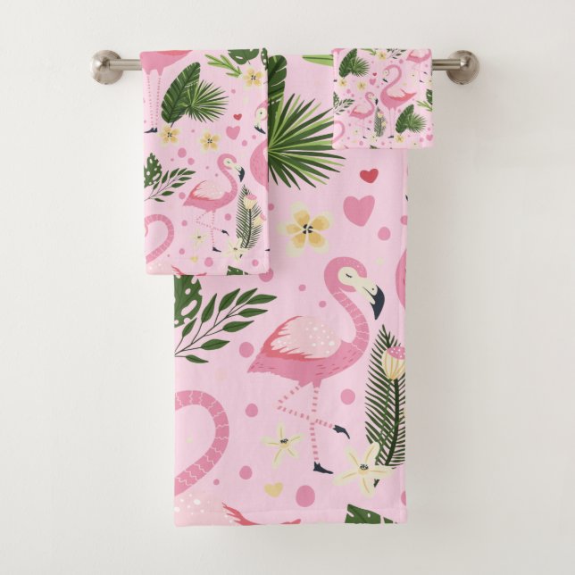 Flamingo Summer Collection One Design 8 Bath Towel Set (Insitu)