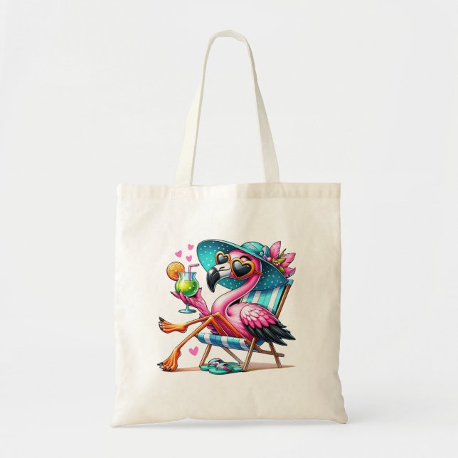 Flamingo summer cool tote bag (Front)