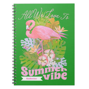 Flamingo Summer Green Notebook