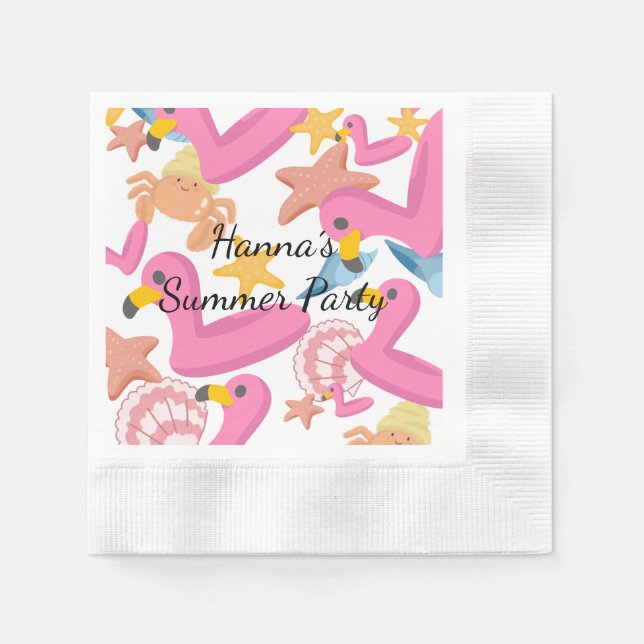 Flamingo summer party napkin (Front)