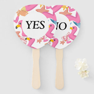 Flamingo summer party Yes No game Hand Fan