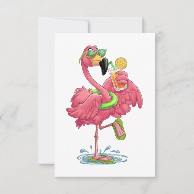 Flamingo Summer Vacation Thank You Card (Front)