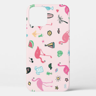 Flamingo Summer: Vibrant Bird Pattern iPhone 12 Case