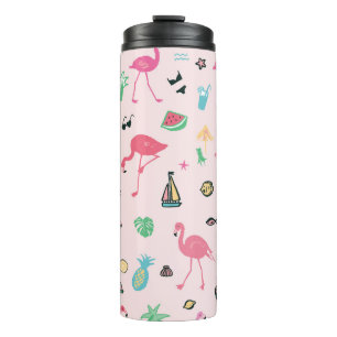 Flamingo Summer: Vibrant Bird Pattern Thermal Tumbler
