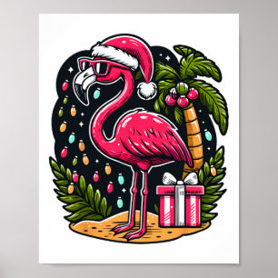 Flamingo Sungles Xmas Beach Tropical Christmas In Poster