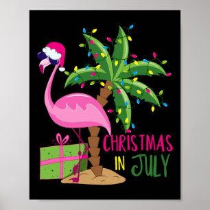 Flamingo Sungles Xmas Beach Tropical Christmas In Poster