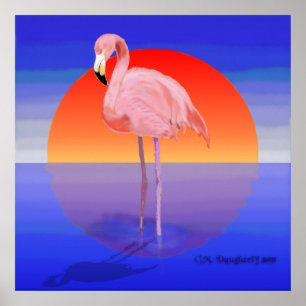 Flamingo Sunset Poster