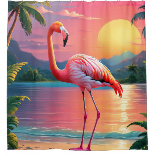 Flamingo Sunset Tropical Beach 