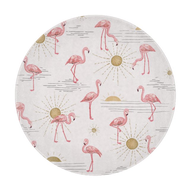 Flamingo sunset: vintage doodle pattern. cutting board (Front)